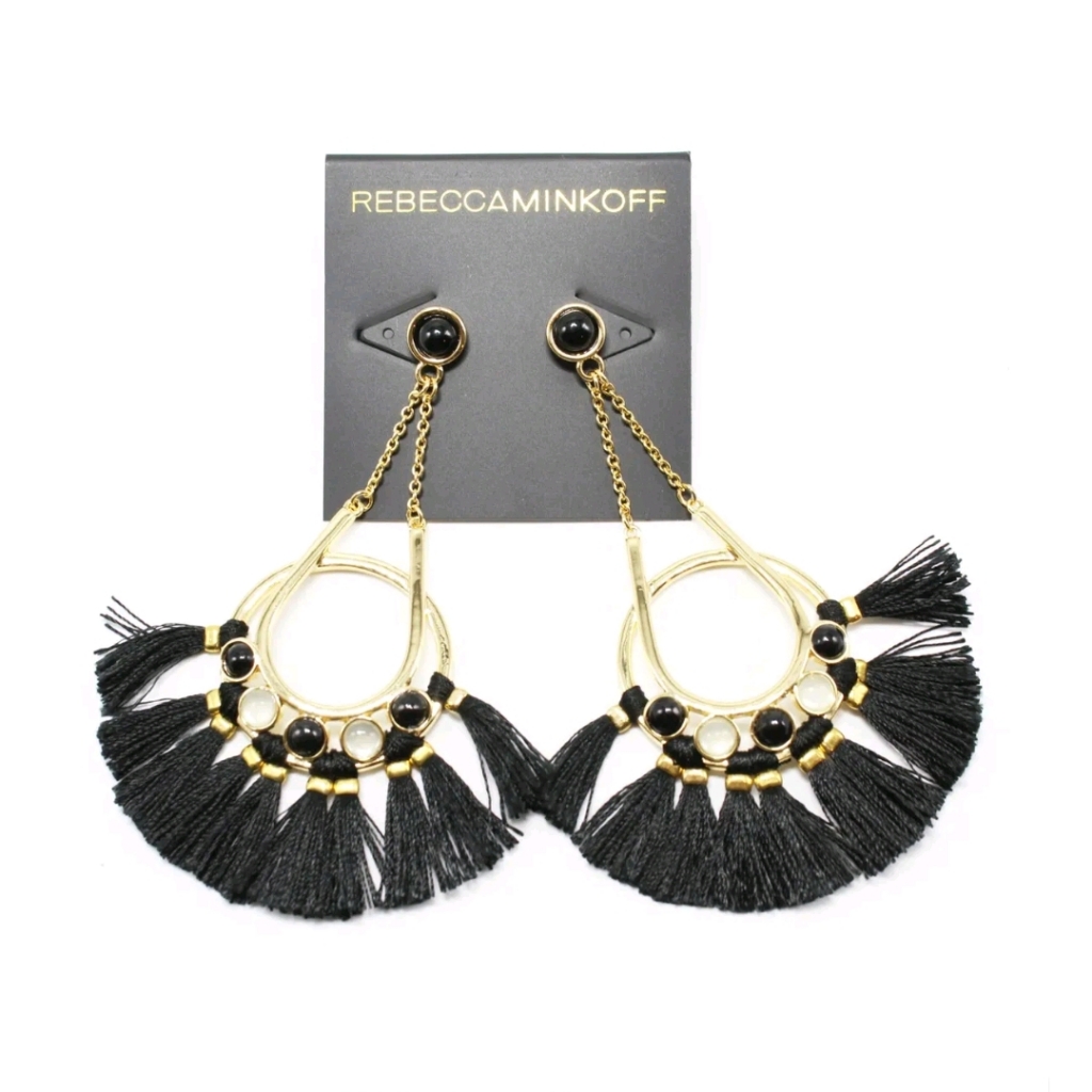 Rebecca Minkoff Round Gold Tassel Drop Earrings 38$